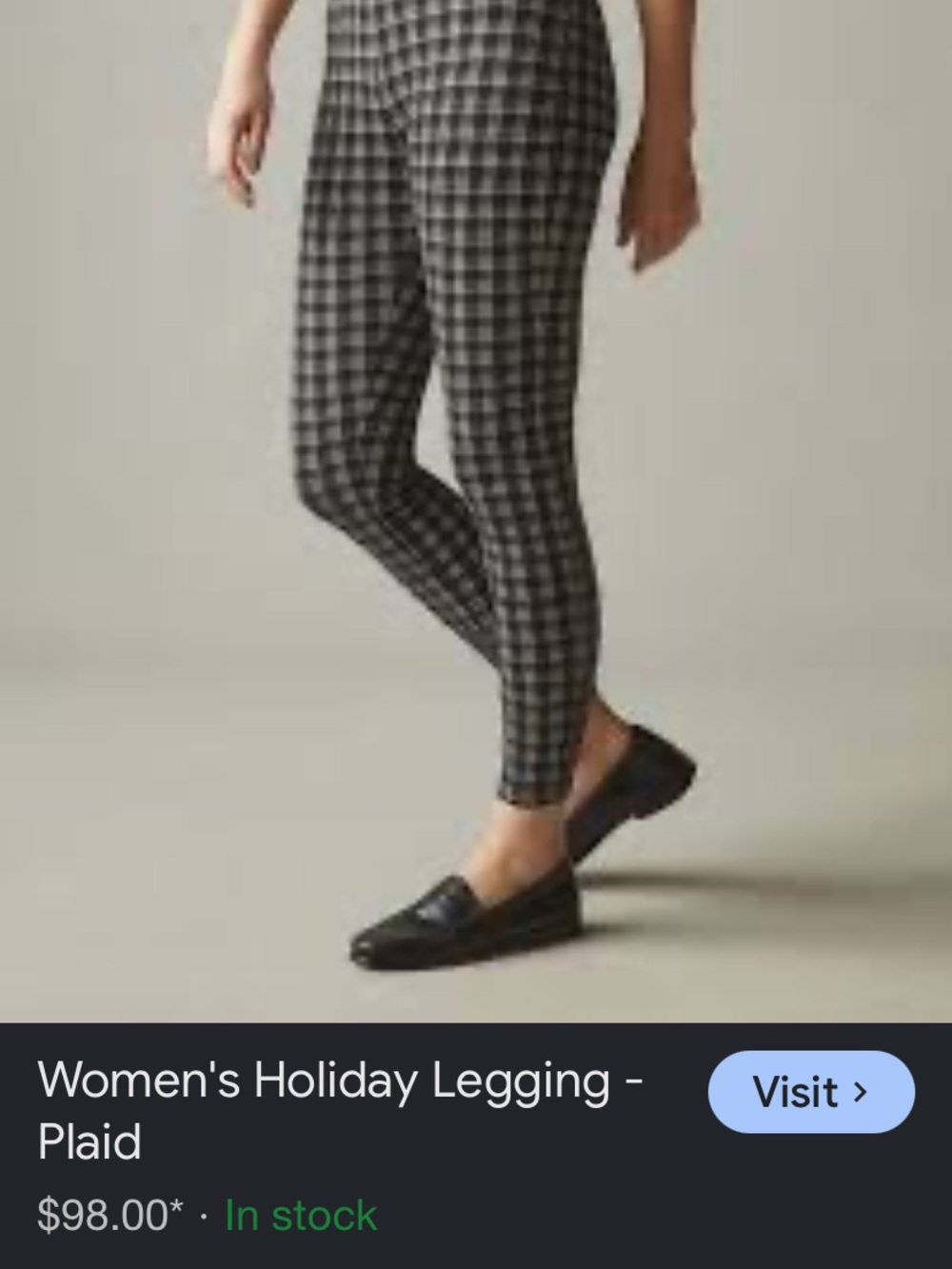 American Giant Black and White Plaid Leggings
